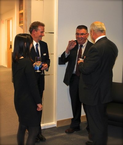 Kirk Poje and Guests enjoying the open house at the Langley office of LK Law Kirk Poje and Guests enjoying the open house at the Langley office of LK Law