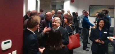 meeting guests at the open house of LK Law in Langley, BC meeting guests at the open house of LK Law in Langley, BC